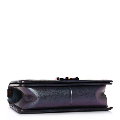 Chanel Iridescent Goatskin Quilted Medium Boy Flap Purple 4 of 10
