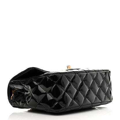 Chanel Patent Enamel Quilted Small Coco Hearts Square Flap Black 4 of 11