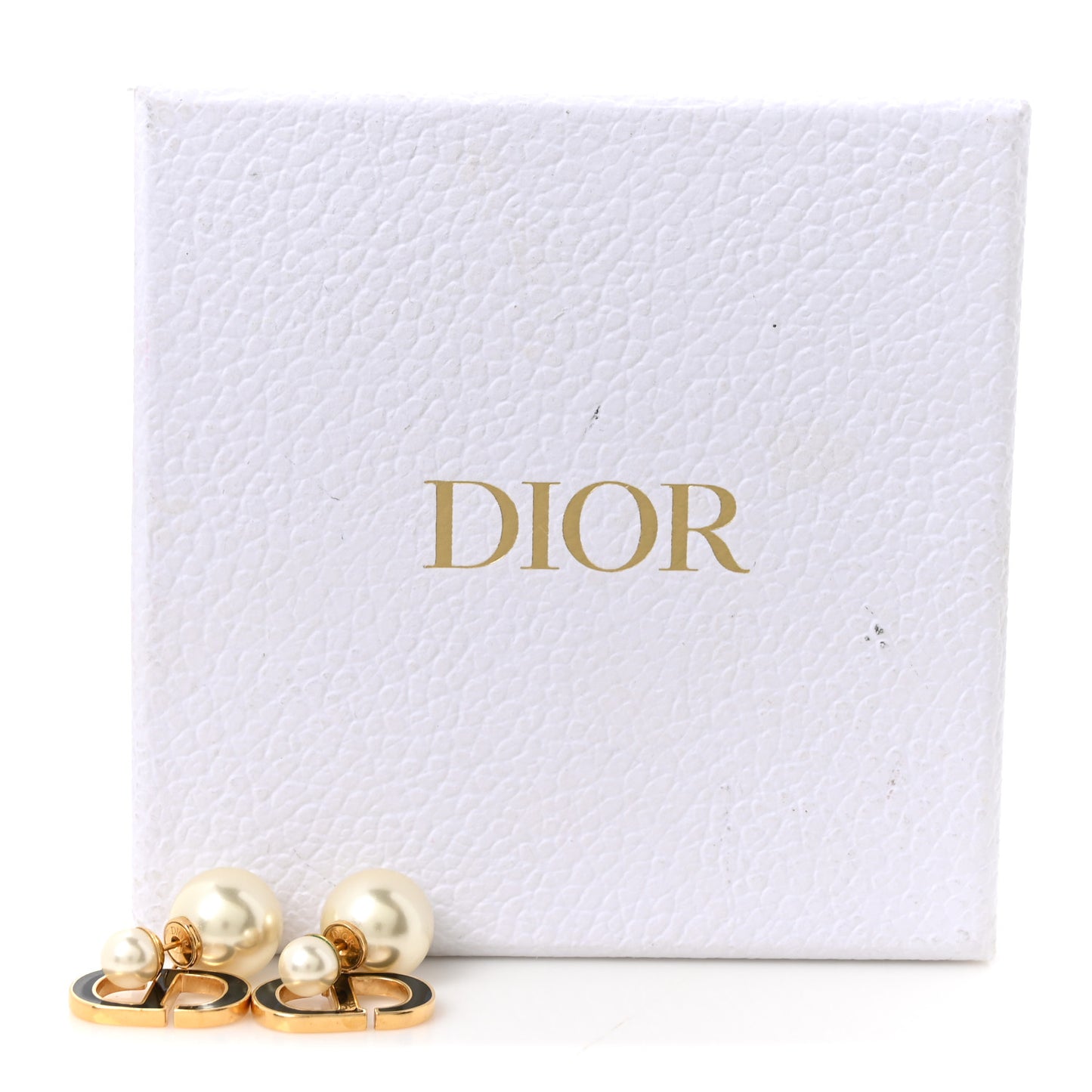 Pearl Enamel Tribal CD Drop Earrings Gold Black White