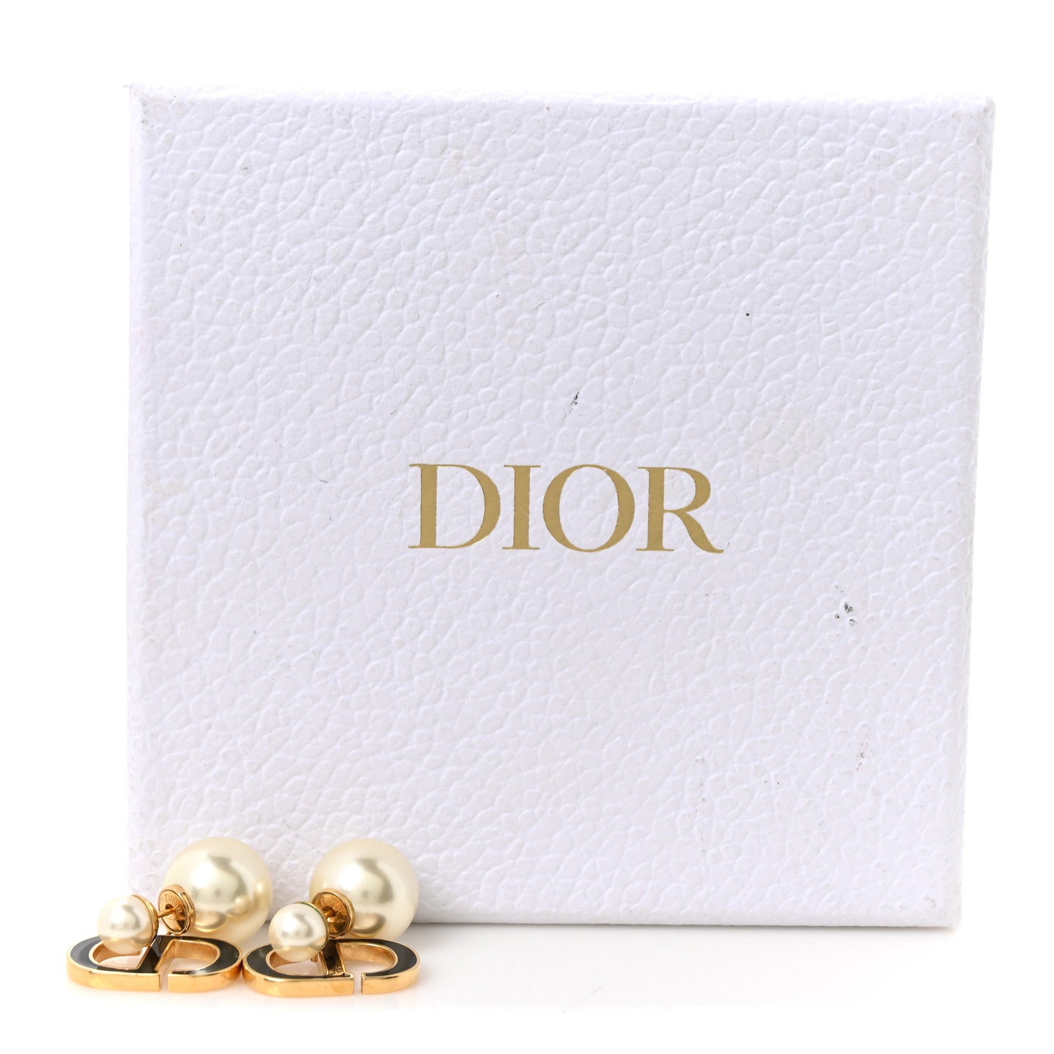 Christian Dior Pearl Enamel Tribal CD Drop Earrings Gold Black White 5 of 5