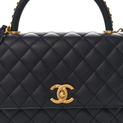 Chanel Caviar Quilted Small Coco Chain Handle Flap Navy Blue 8 of 10