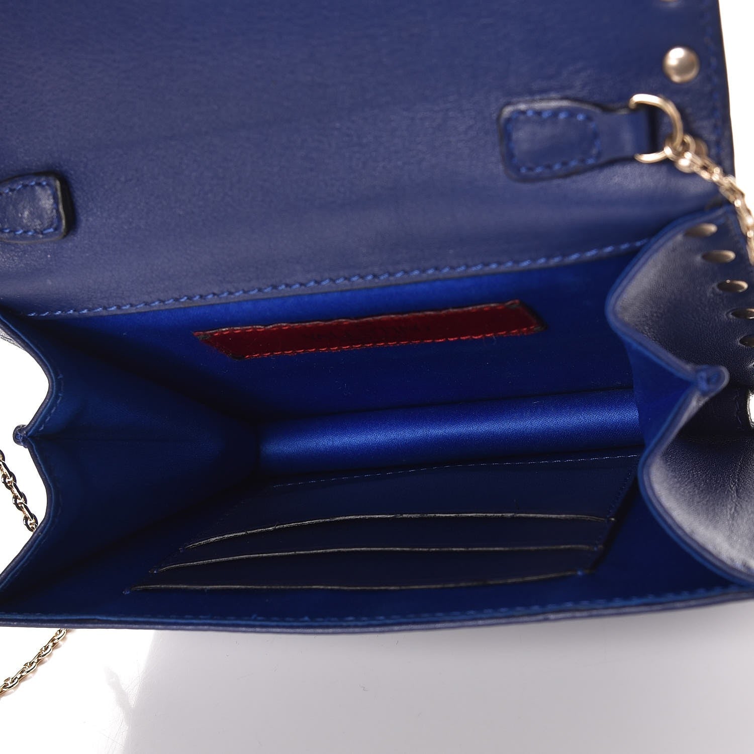 Valentino Garavani Vitello Rockstud Wallet on Chain Blue 5 of 6