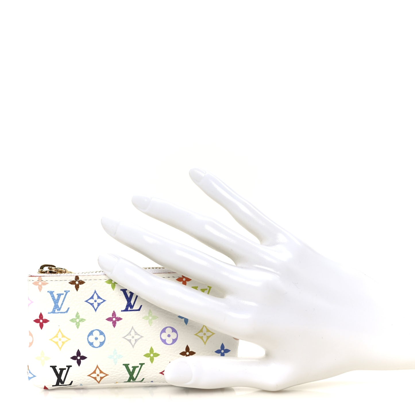 LV X TM Monogram Multicolor Key Pouch White