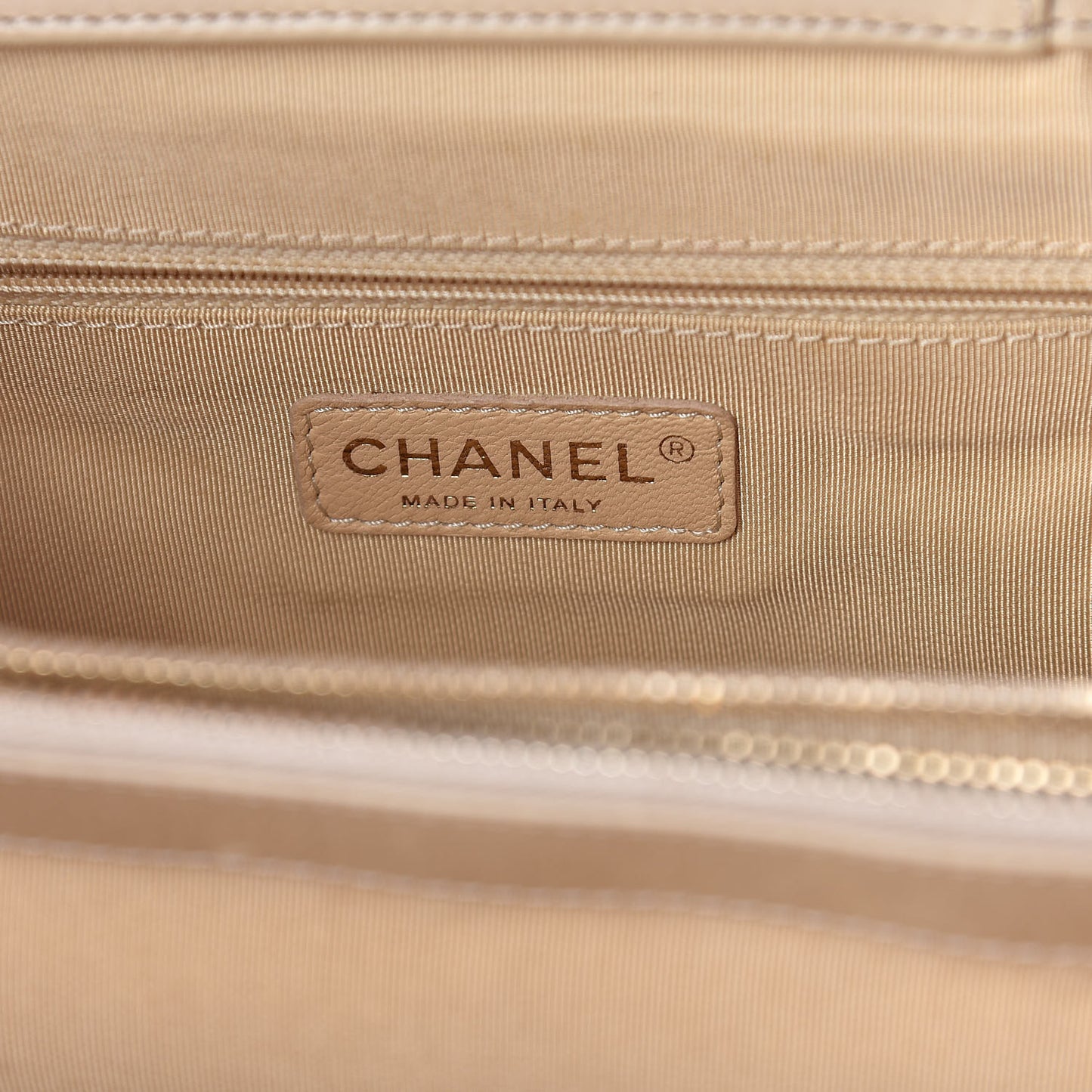 Iridescent Calfskin Large In the Mix Tote Beige