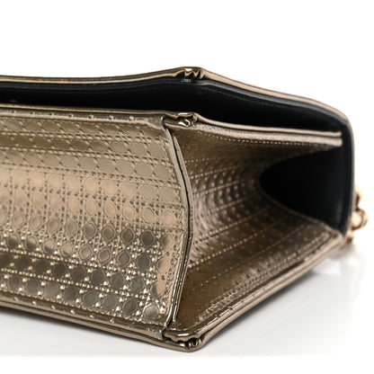 Christian Dior Metallic Patent Micro-Cannage Small Diorama Flap Bag Gold 10 of 12