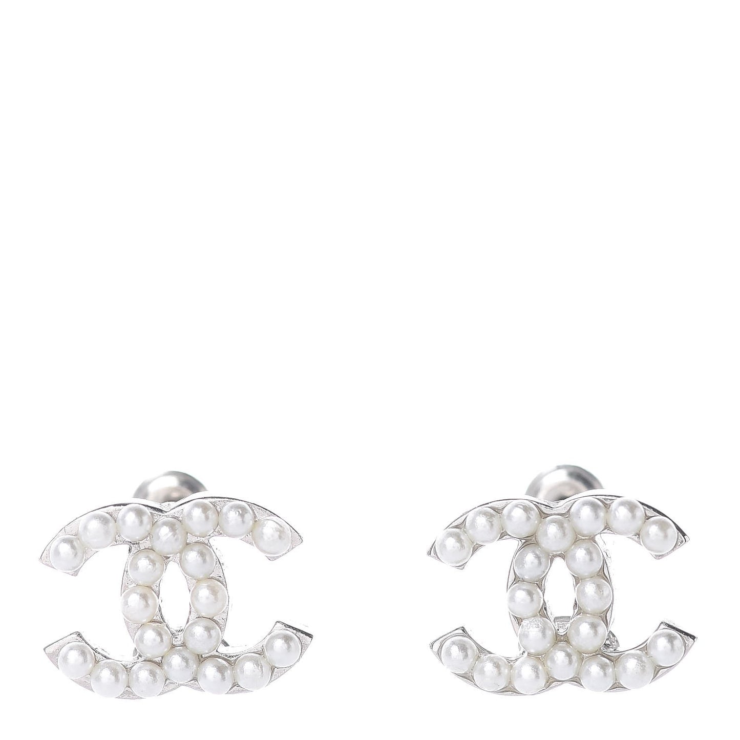 Pearl CC Earrings Silver