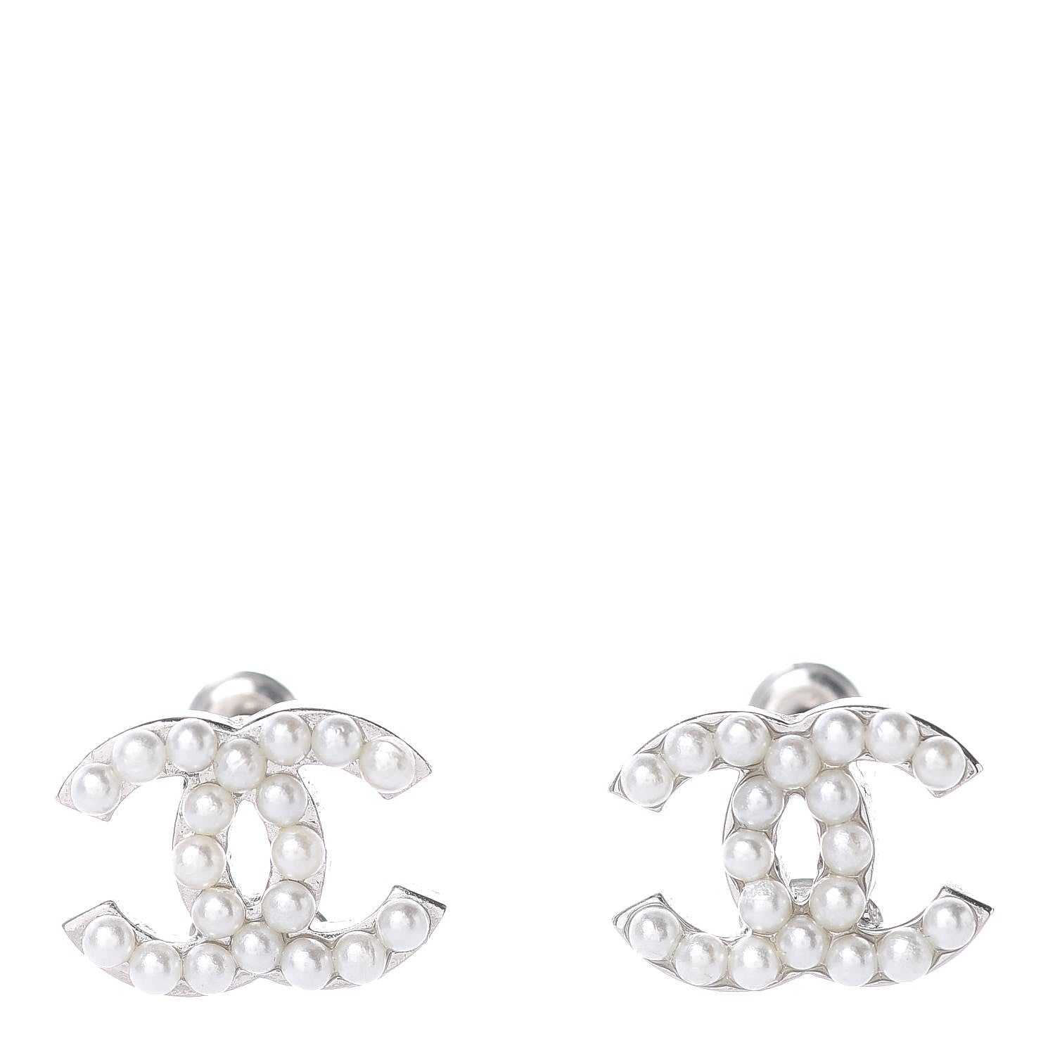 Chanel Pearl CC Earrings Silver 1 of 4