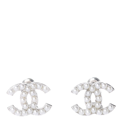 Chanel Pearl CC Earrings Silver 1 of 4