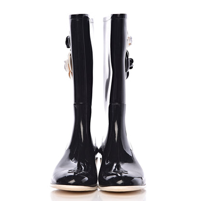 Chanel Rubber Camellia Rain Boots 42 Black 2 of 13