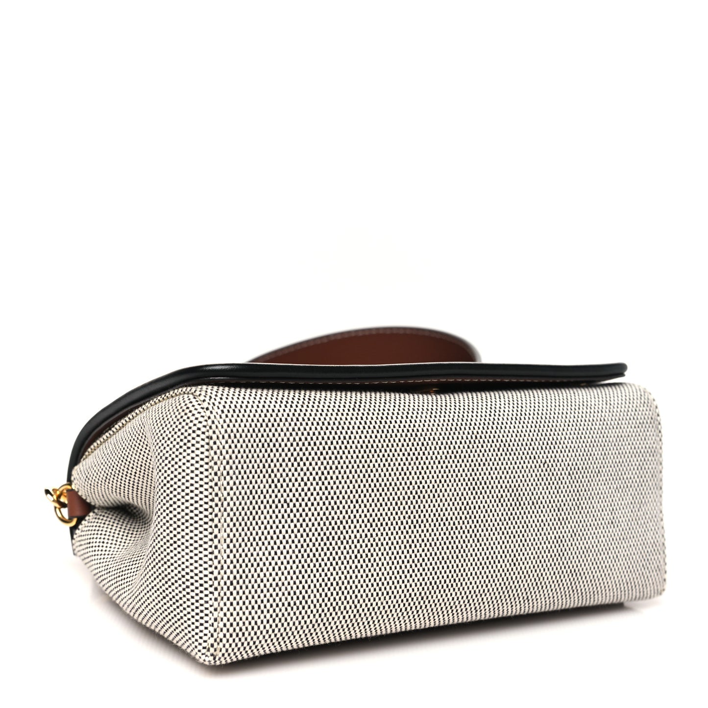 Cotton Canvas Horseferry Print Small Crossbody Bag Grey Tan