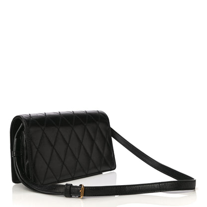 Saint Laurent Lambskin Diamond Quilted Monogram Angie Chain Bag Black 3 of 31
