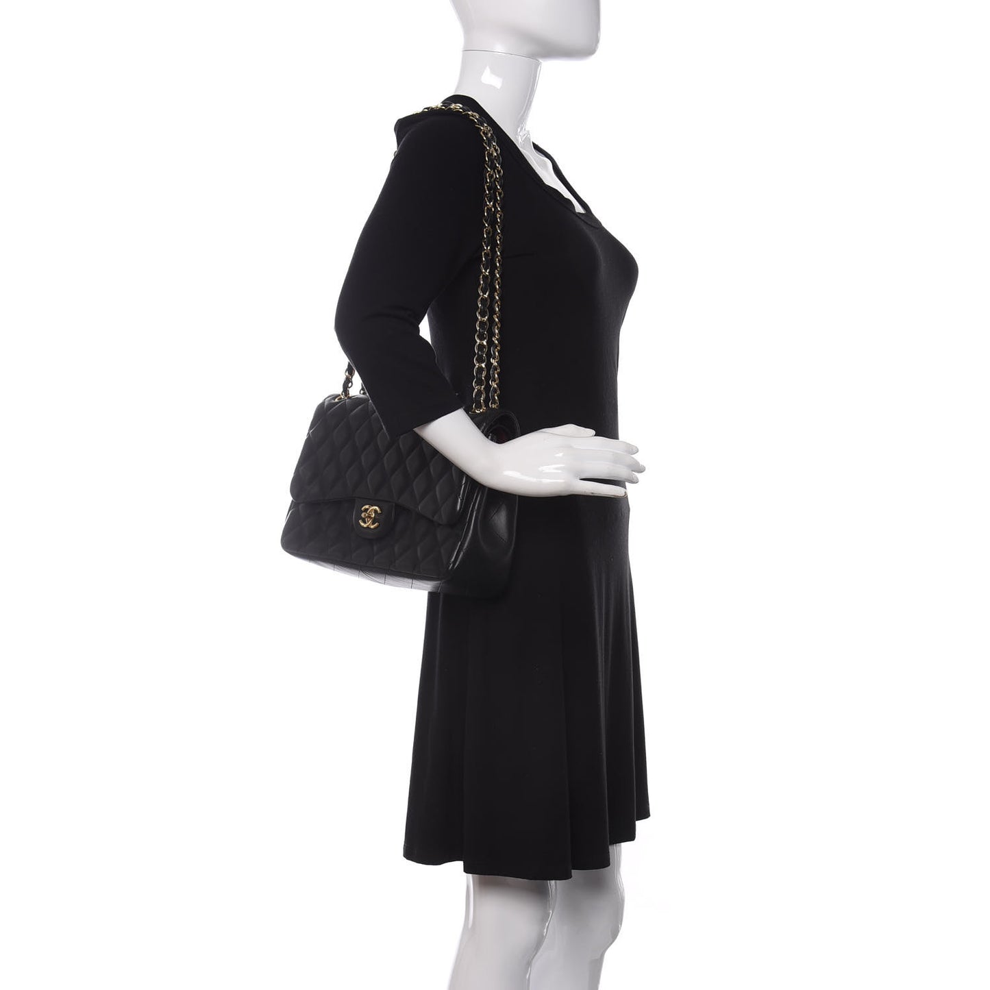 Lambskin Quilted Jumbo Double Flap Black