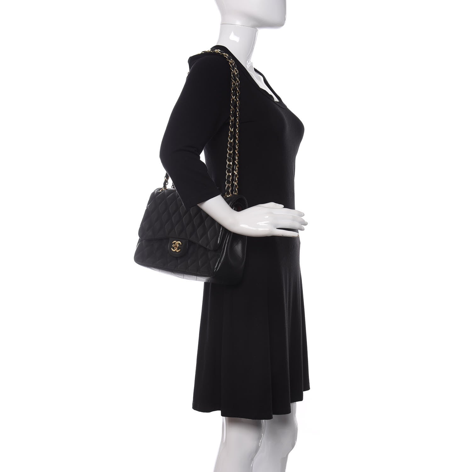Chanel Lambskin Quilted Jumbo Double Flap Black 2 of 13