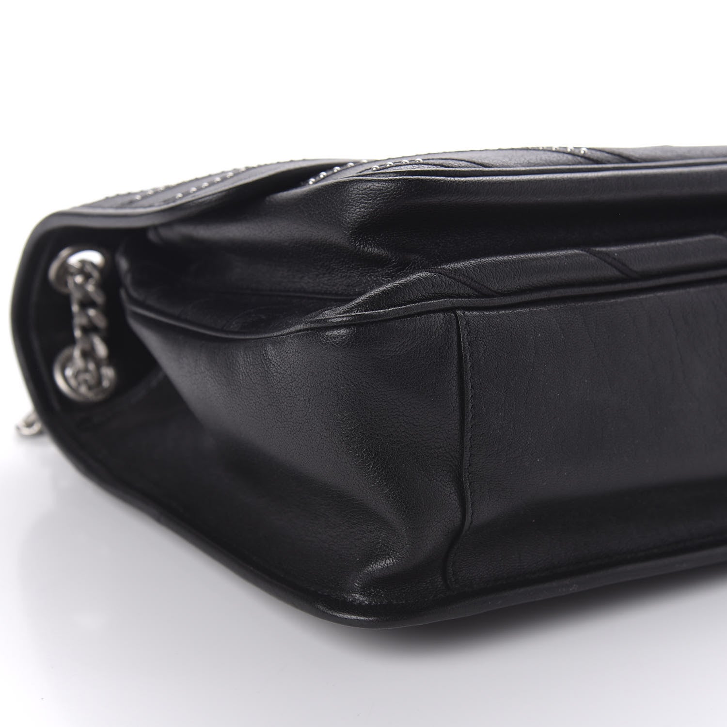 Saint Laurent Calfskin Matelasse Monogram Microstud Medium Niki Chain Satchel Black 6 of 9