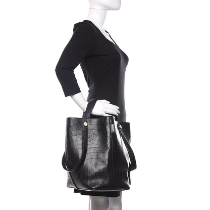 Mulberry Calfskin Crocodile Embossed Kite Bucket Bag Black 2 of 9