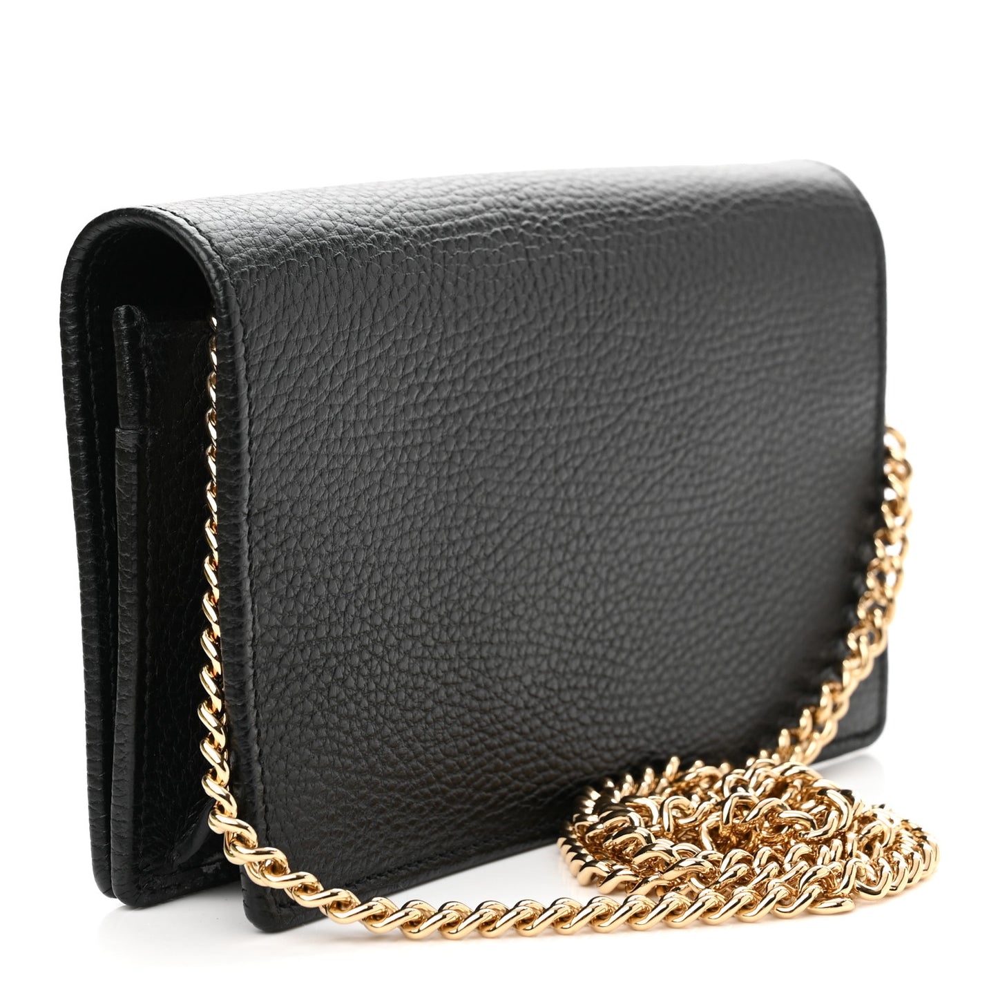 Calfskin Mini GG Marmont Chain Wallet Black