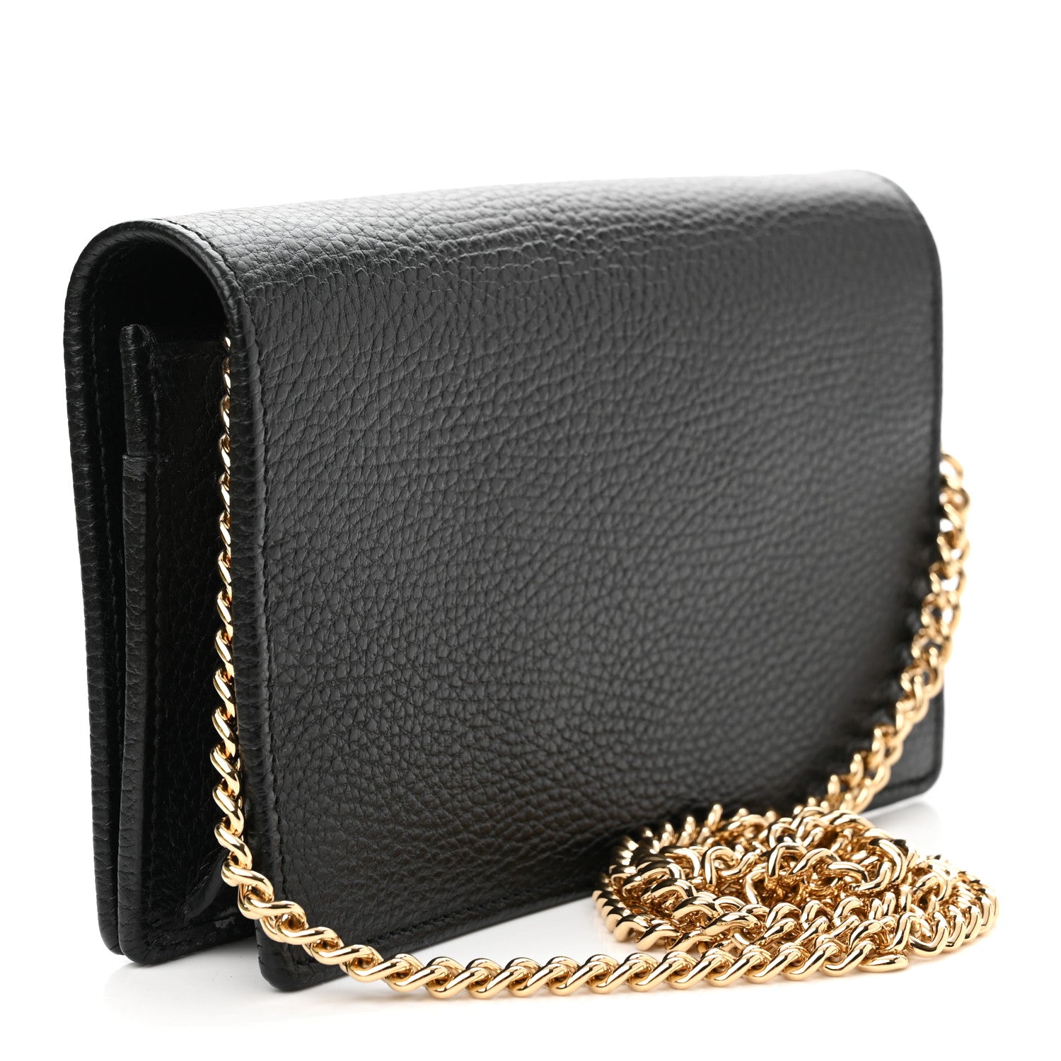 Gucci Calfskin Mini GG Marmont Chain Wallet Black 3 of 10