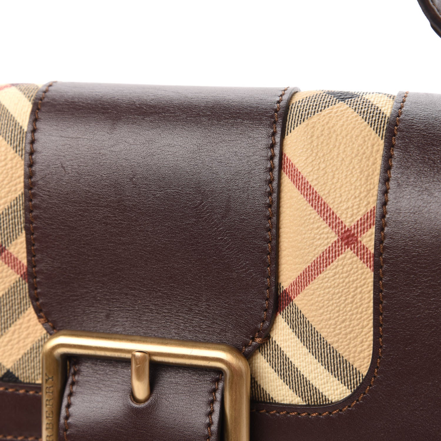 Burberry Haymarket Check Buckle Satchel Brown 10 of 10