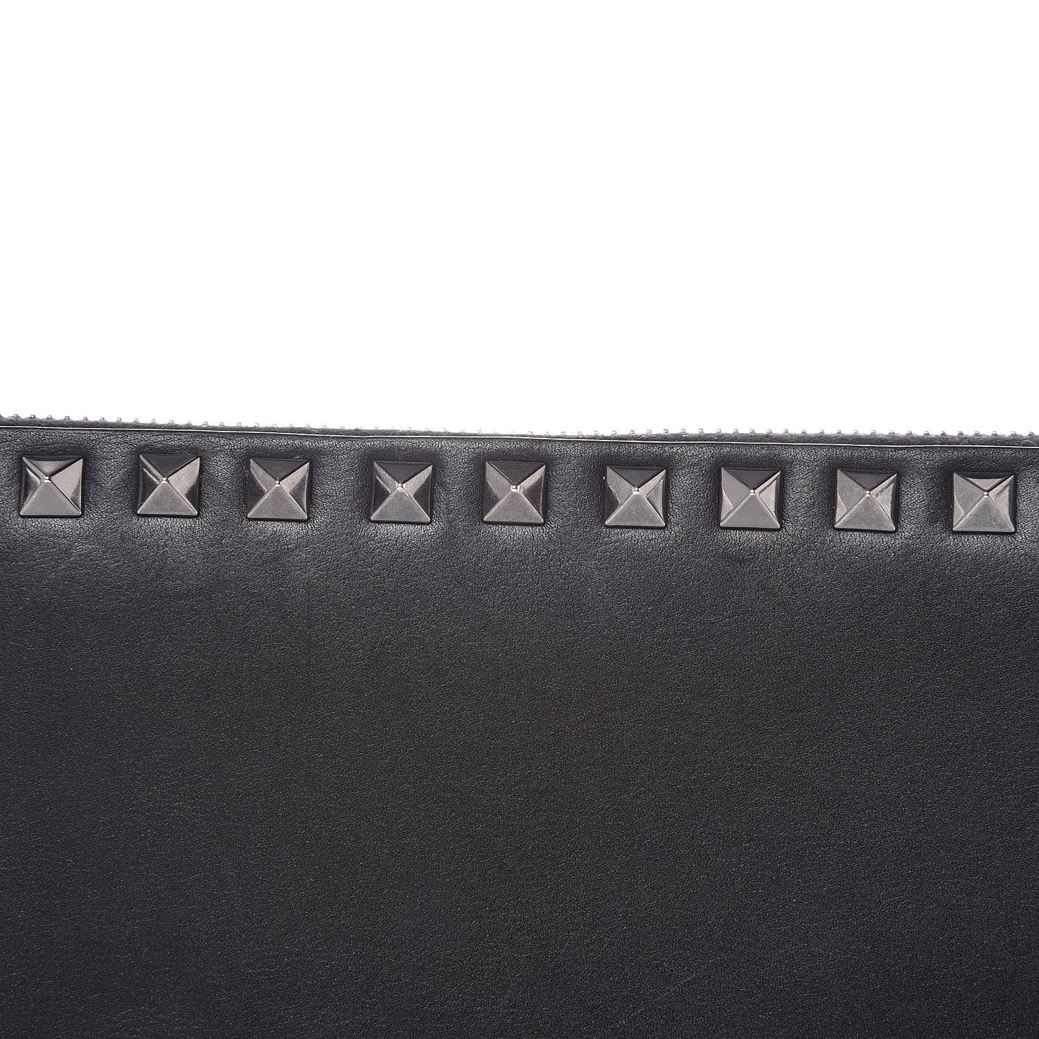 Valentino Garavani Calfskin Tonal Rockstud Zip Around Wallet Black 8 of 9
