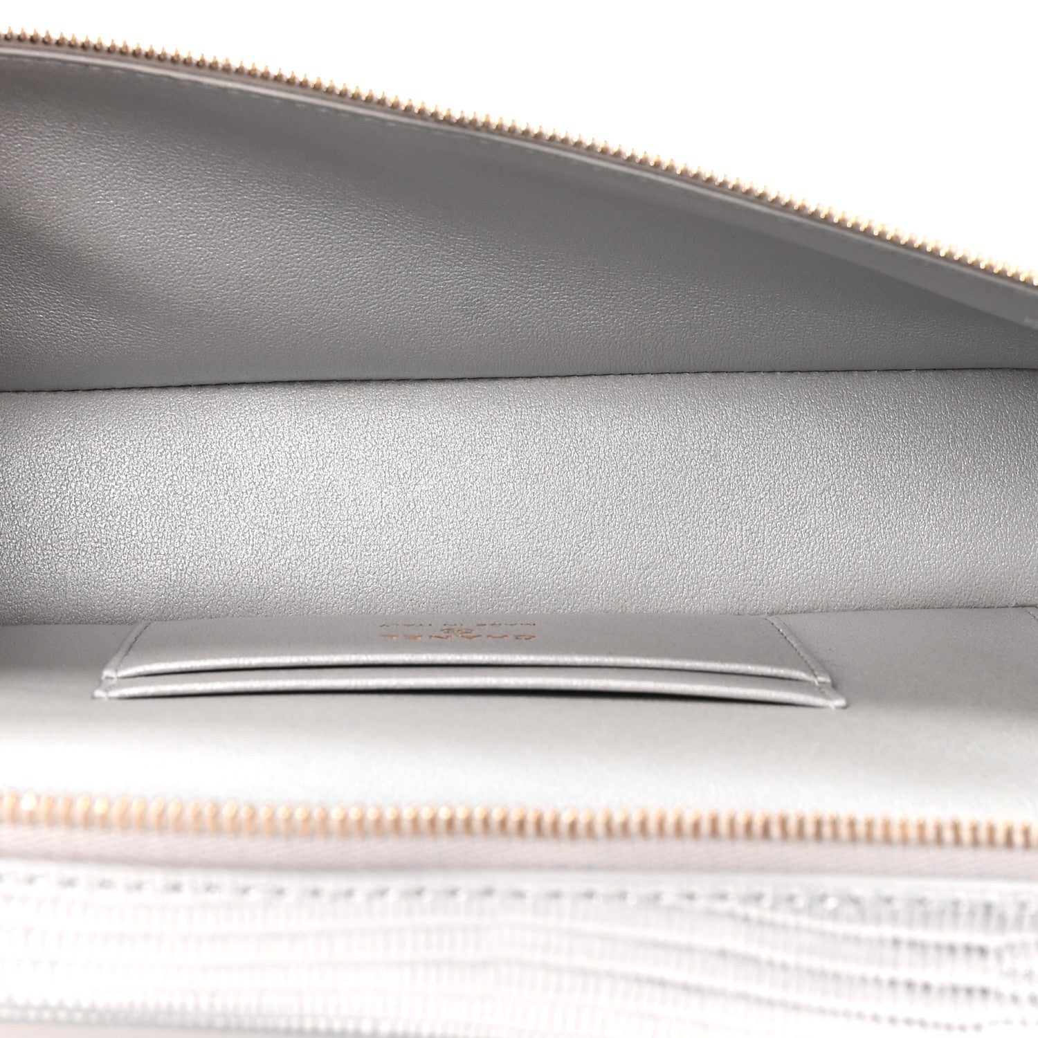 Chanel Lizard Embossed Calfskin Top Handle Slim Vanity With Chain Silvery 5 of 11