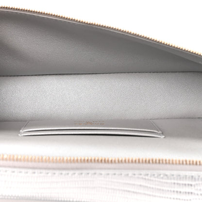 Chanel Lizard Embossed Calfskin Top Handle Slim Vanity With Chain Silvery 5 of 11