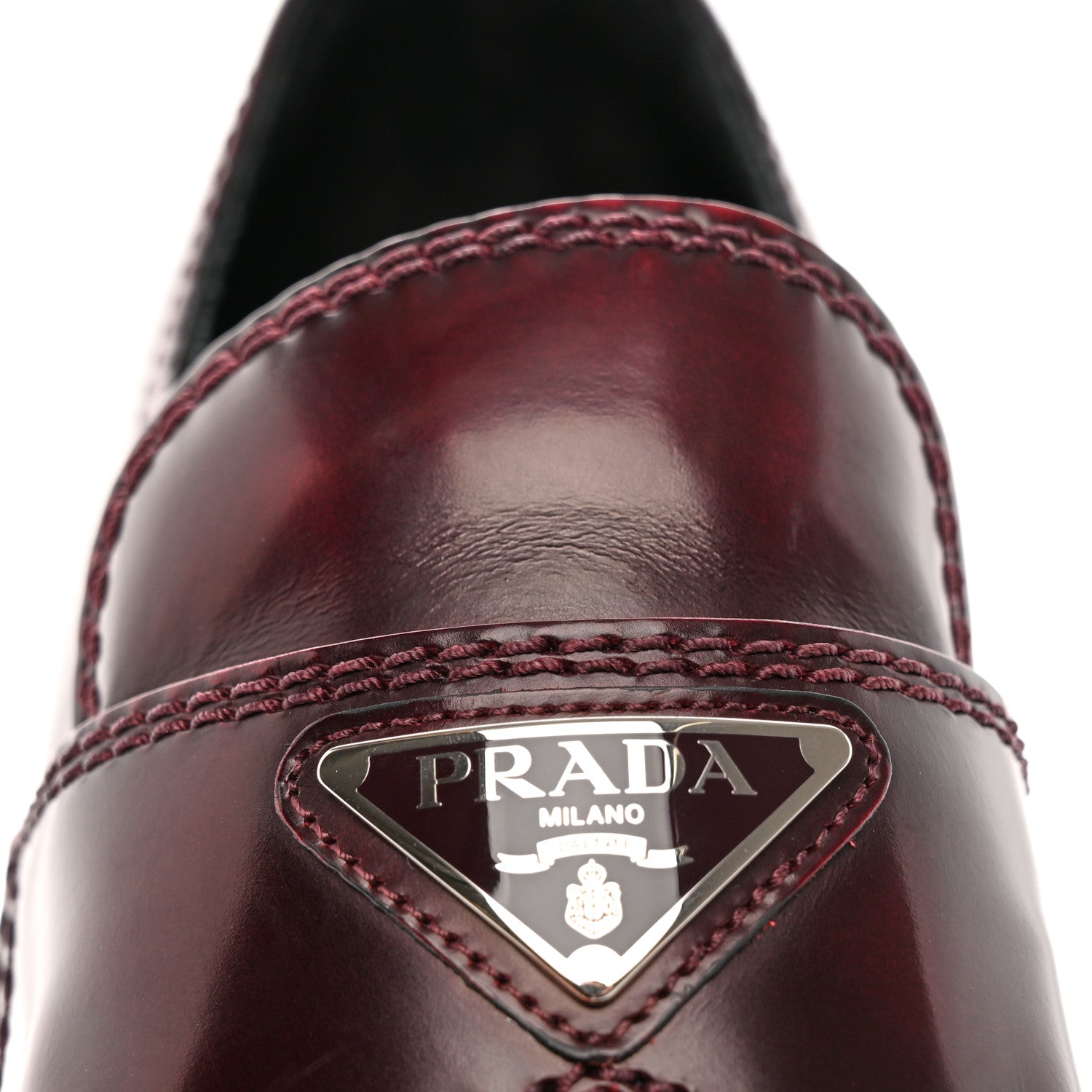 Prada Spazzolato Metal Triangle Logo Mens 35mm Loafers 5 Porpora Fume 12 of 13