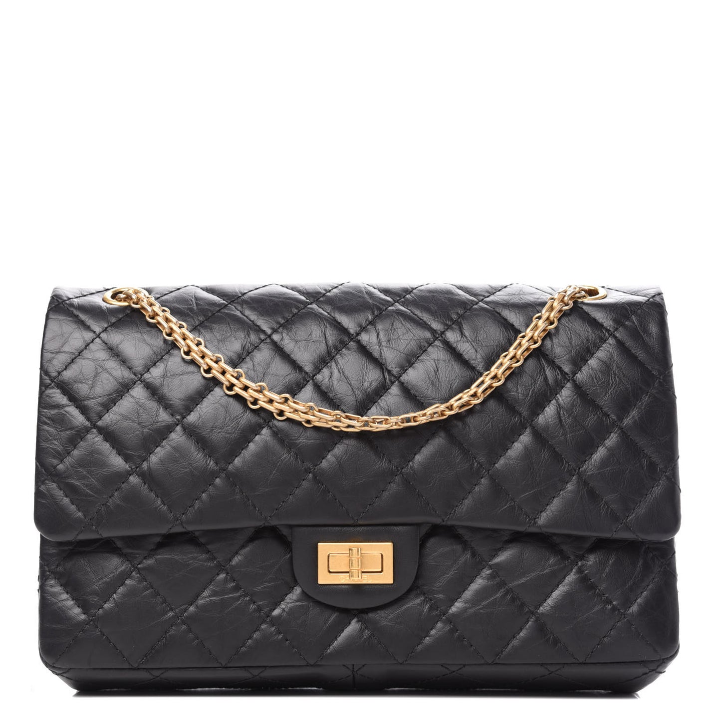 Aged Calfskin Quilted 2.55 Reissue 226 Flap Black