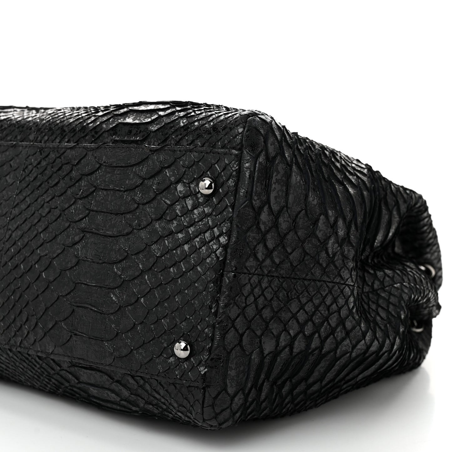 Snakeskin Accordion Tote Black