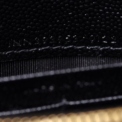 Saint Laurent Grain De Poudre Matelasse Chevron Monogram Envelope Chain Wallet Black 7 of 8