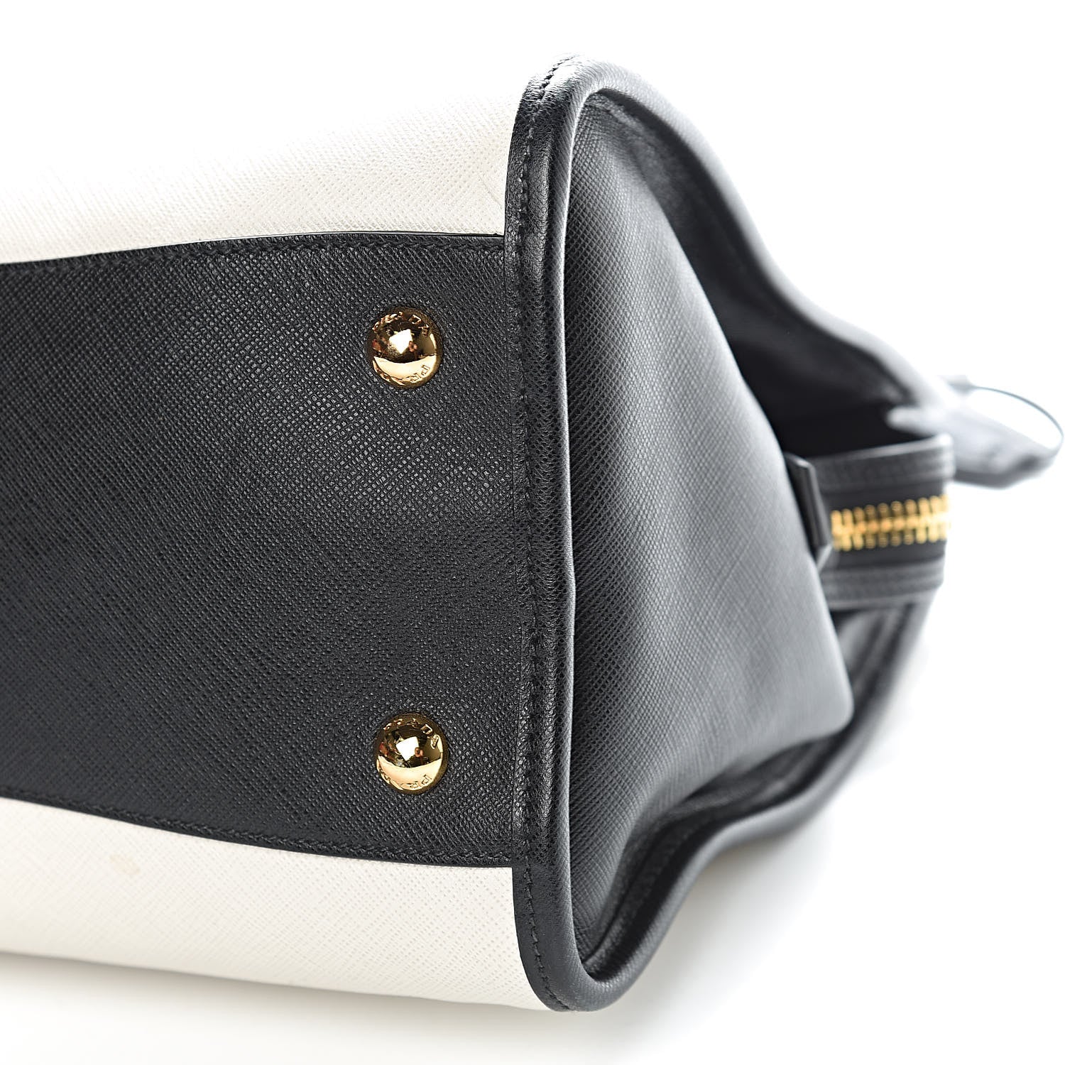 Prada Saffiano Bi-Color Tote Talco Black 8 of 9