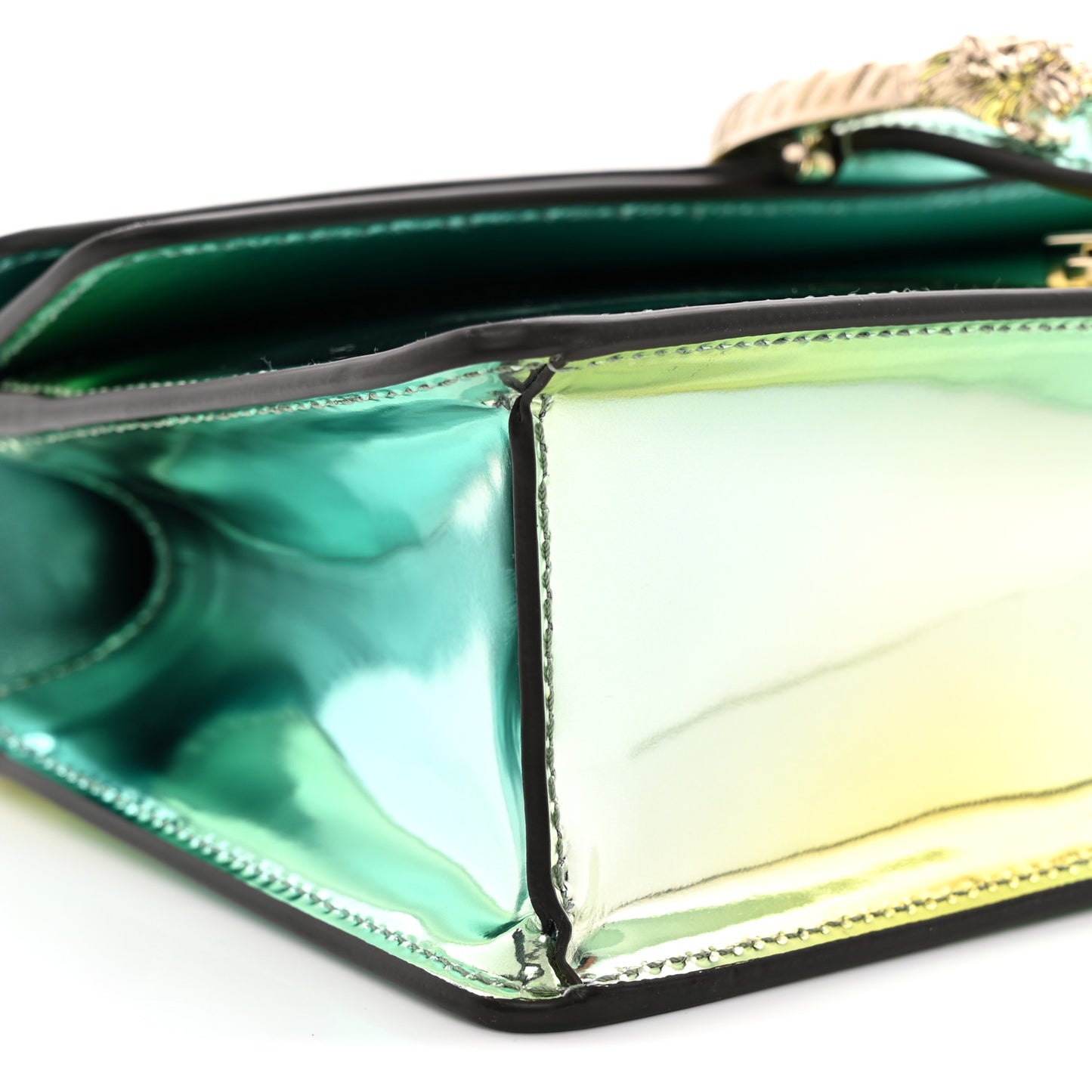 Piuma Shade Lux Mirrored Calfskin Small Dionysus Shoulder Bag Glacial Yellow Silver