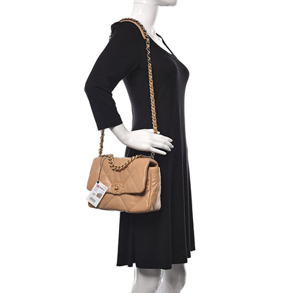 Chanel Lambskin Quilted Medium 19 Flap Dark Beige 2 of 11