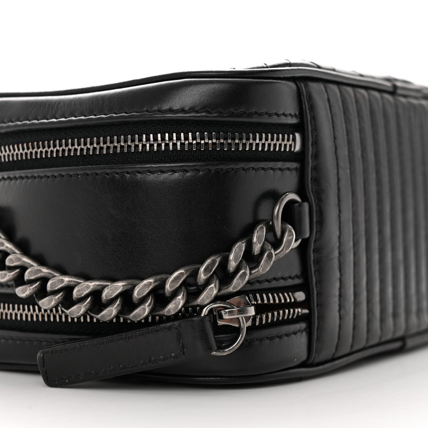 Glazed Calfskin Small Coco Boy Camera Case Black