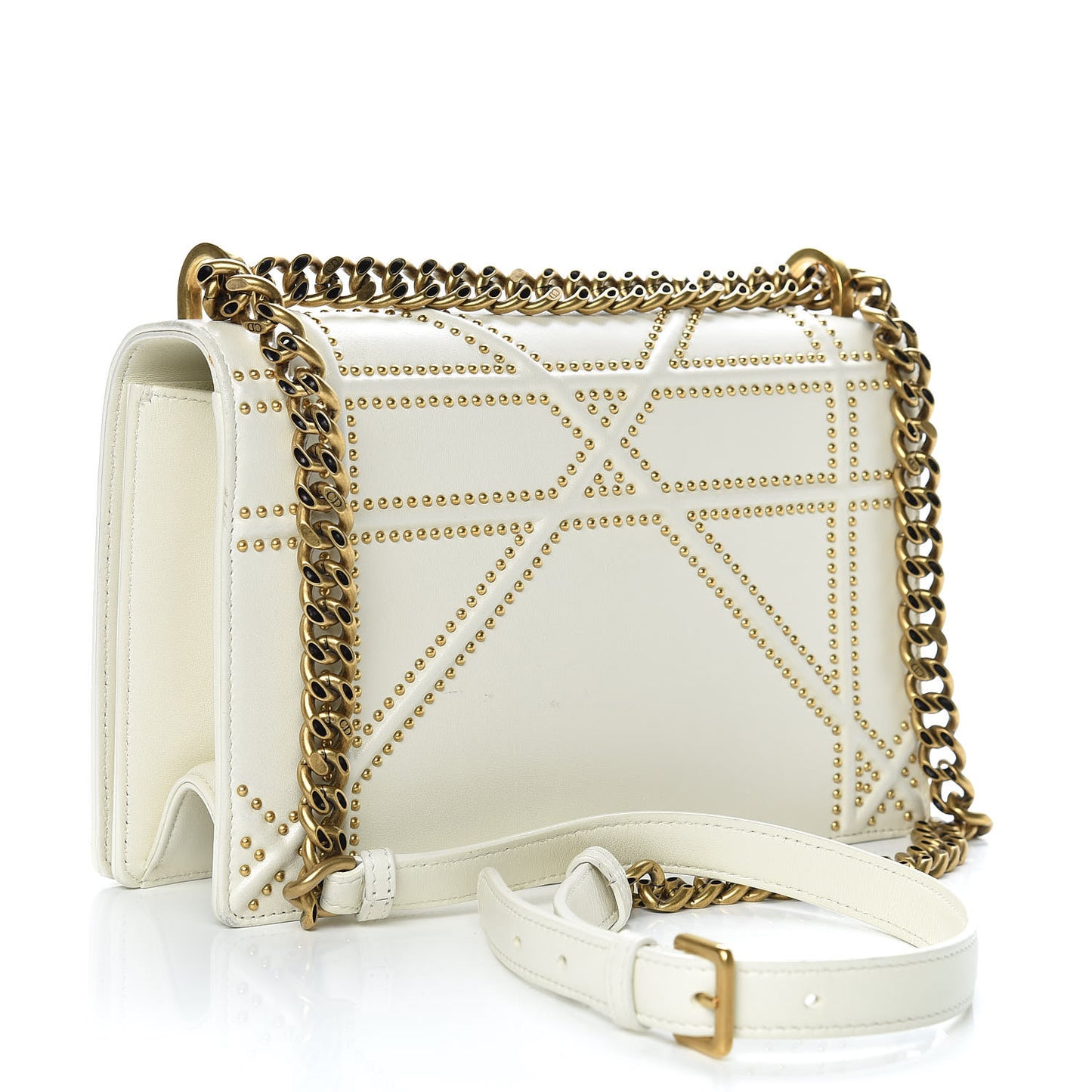 Lambskin Studded Medium Diorama Flap Bag Latte