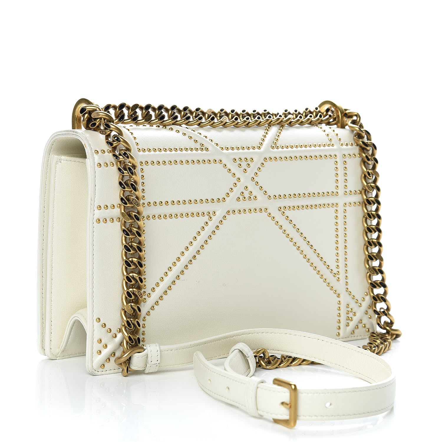 Christian Dior Lambskin Studded Medium Diorama Flap Bag Latte 3 of 11