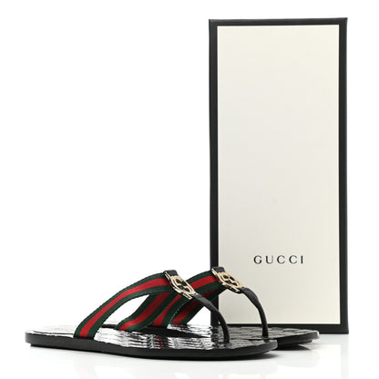 Gucci Nylon Guccissima Web Womens Thong Sandals 39 Green Red Black 8 of 8