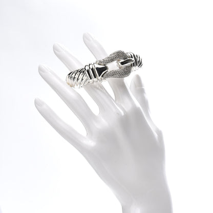 David Yurman Sterling Silver Diamond 15mm Cable Buckle Bracelet 2 of 5