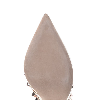 Valentino Garavani Metallic Pebbled Calfskin Rockstud Ankle Strap 100mm Pumps 39.5 Rame Sahara 8 of 13