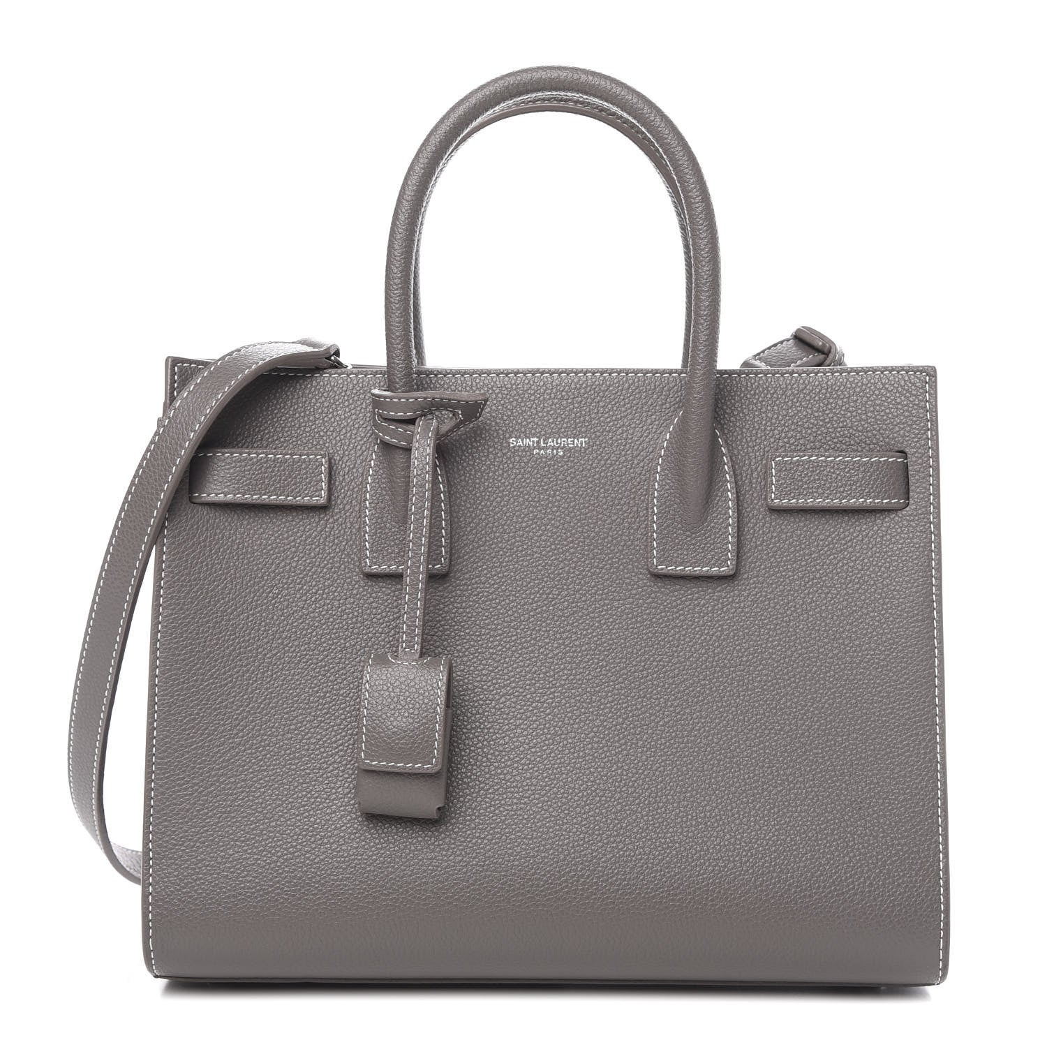 Saint Laurent Grained Calfskin Topstich Baby Sac De Jour Fog 1 of 13