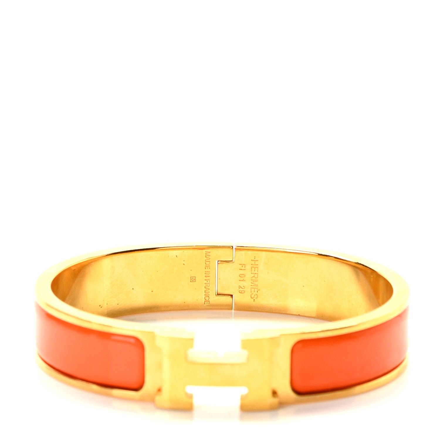 Hermes Enamel Narrow Clic Clac H Bracelet Orange 2 of 4
