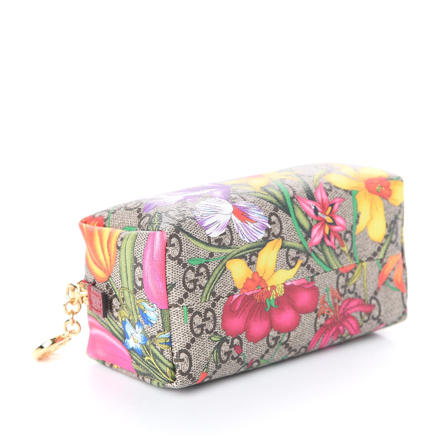 Soft GG Supreme Monogram Flora Calfskin Small Ophidia Cosmetic Case Beige Ebony Multicolor Rosso