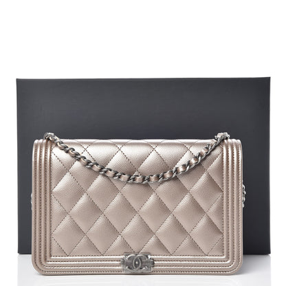 Chanel Metallic Caviar Quilted Boy Wallet On Chain WOC Copper 13 of 13