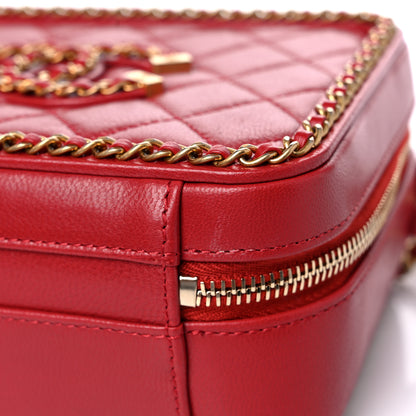 Chanel Goatskin Quilted Small CC Filigree Vanity Case Red 14 of 17
