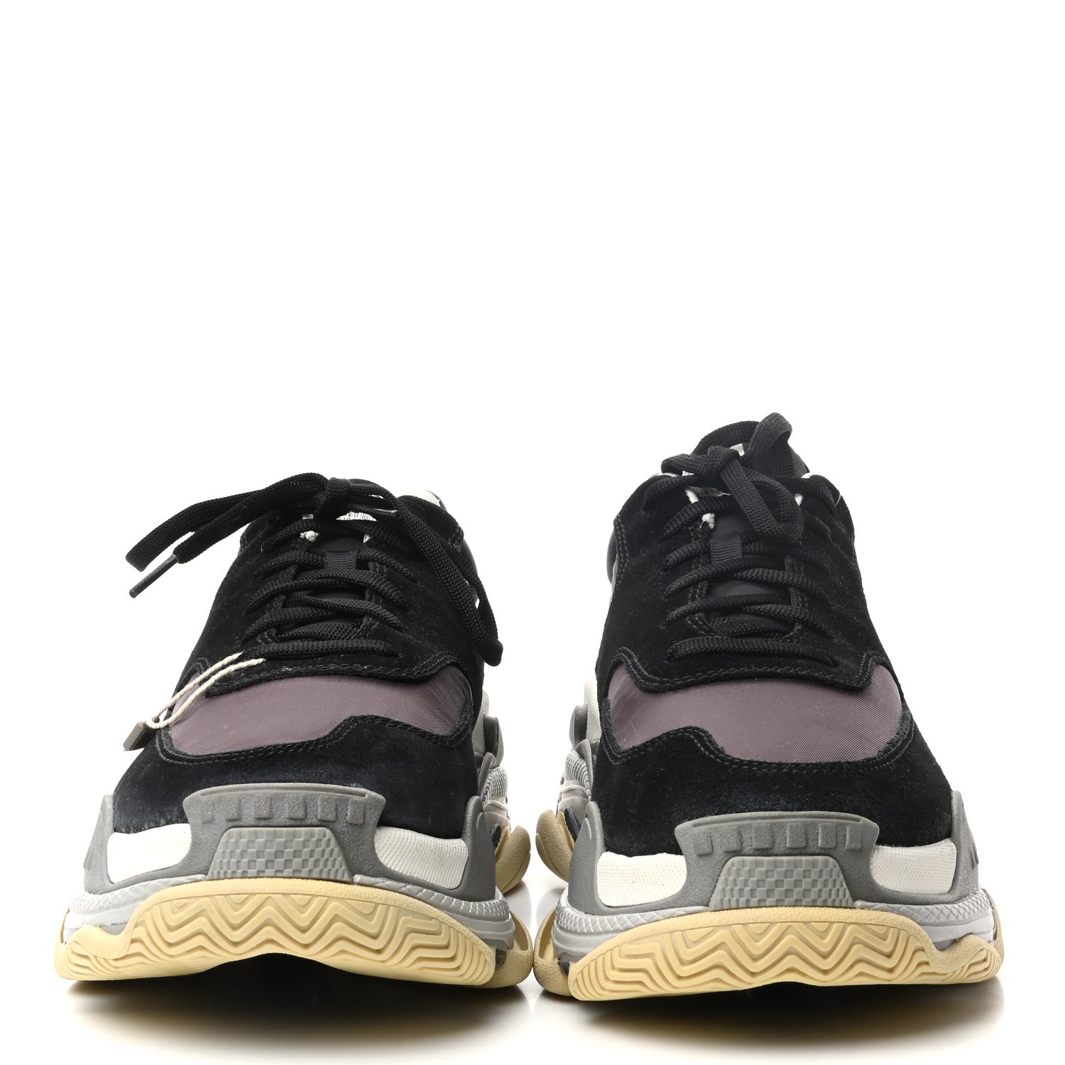 Balenciaga Nylon Suede Mens Triple S 2.0 Sneakers 42 Black Bordeaux 2 of 7