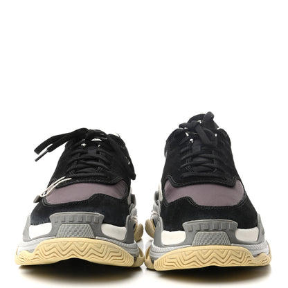 Balenciaga Nylon Suede Mens Triple S 2.0 Sneakers 42 Black Bordeaux 2 of 7