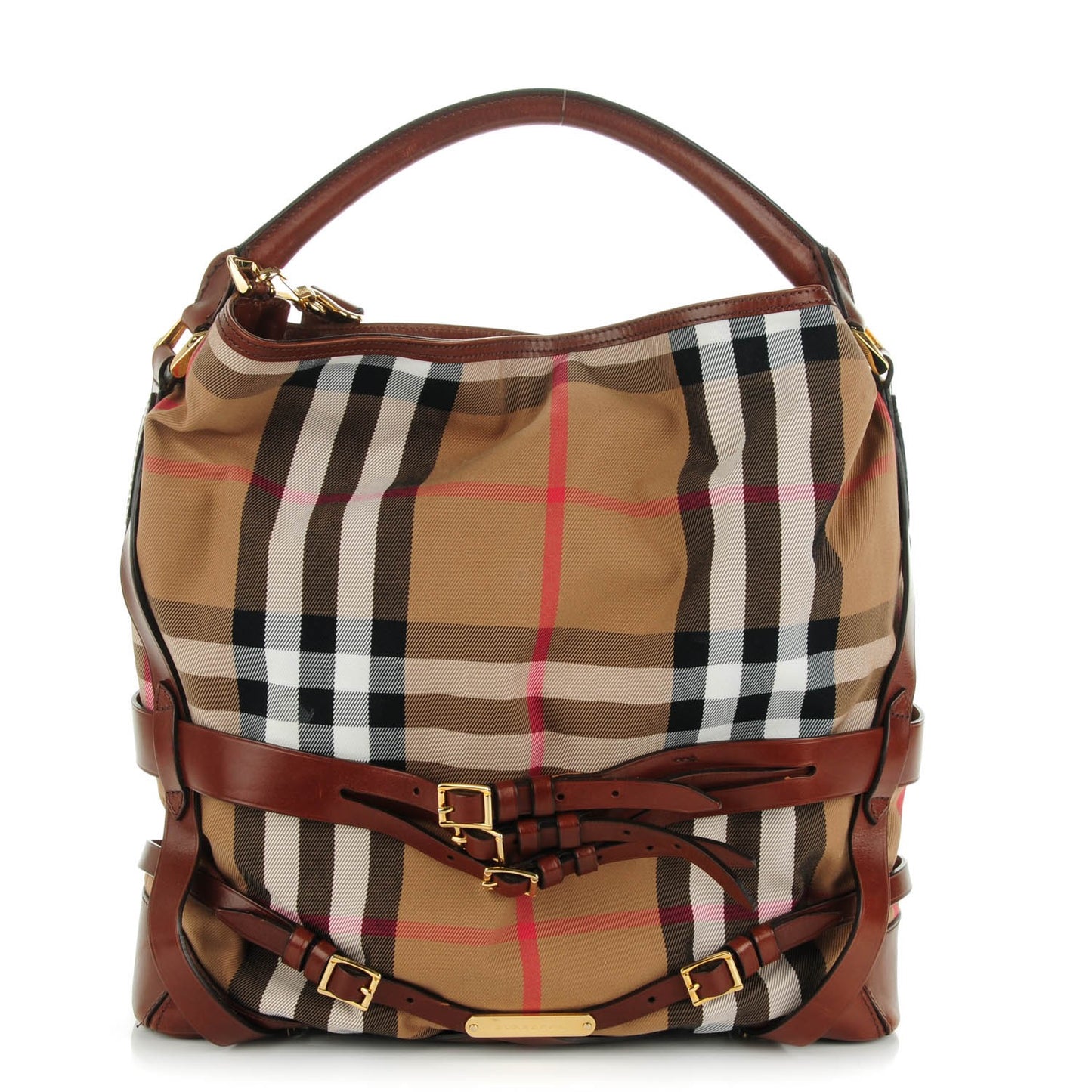House Check Bridle Calfskin Medium Gosford Hobo Dark Tan