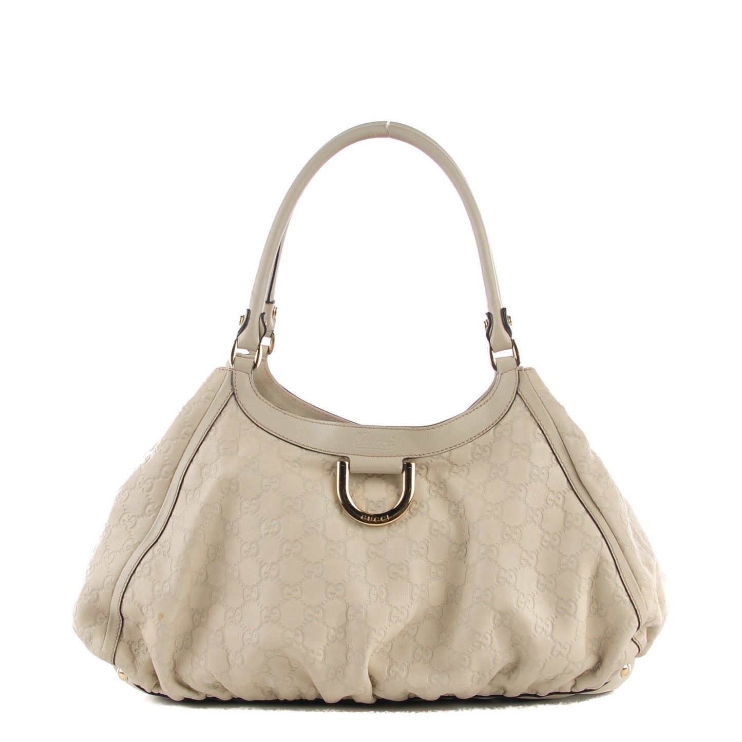 Guccissima Large D Gold Ring Shoulder Bag Off White