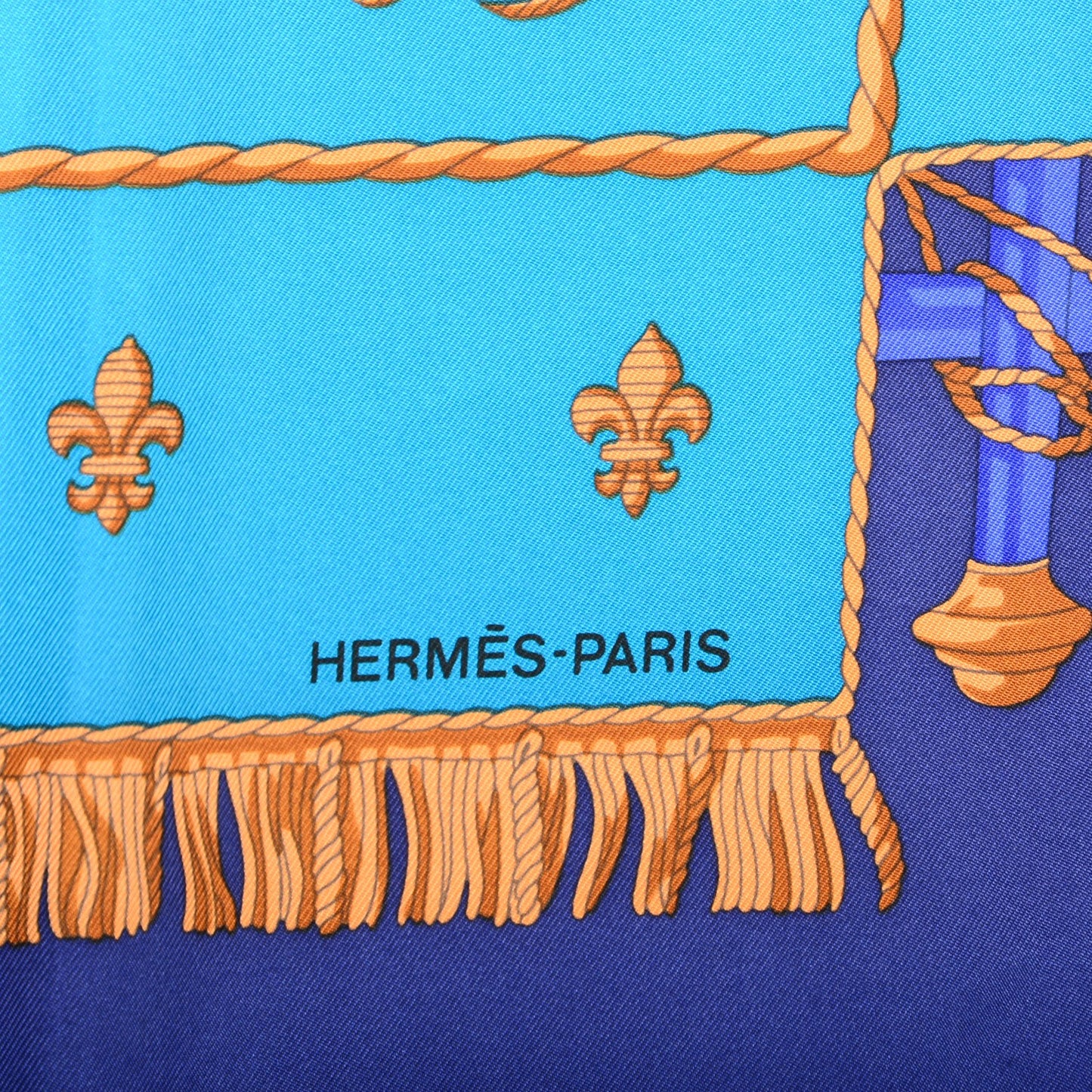 Silk Vue Du Carrosse De La Galere La Reale Scarf 90 Bleu Nuit Cobalt Violet