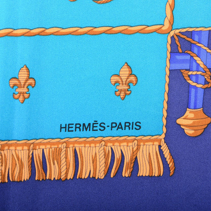Hermes Silk Vue Du Carrosse De La Galere La Reale Scarf 90 Bleu Nuit Cobalt Violet 5 of 6