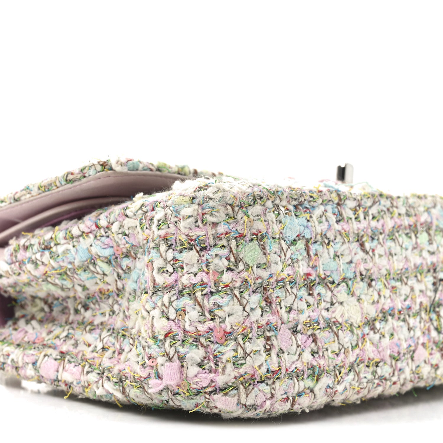 Chanel Tweed Quilted Medium Double Flap Light Pink Multicolor 9 of 13